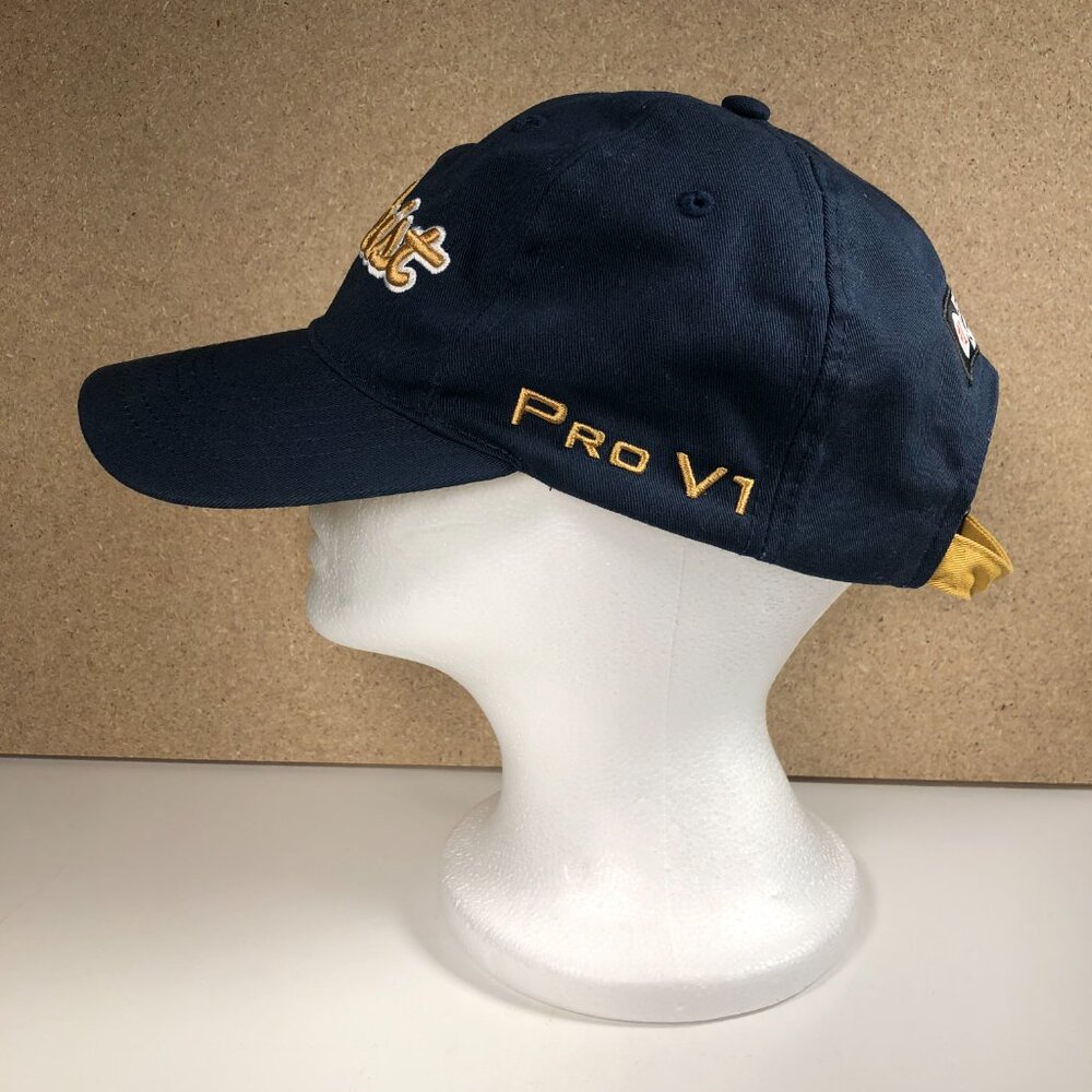 Titleist FJ Pro V1 Adjustable Hat Blue Gold Golf Strapback Cap OSFM WVU - Picture 4 of 10